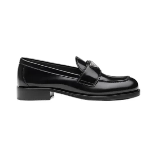 Triangle-Logo Leather Loafers