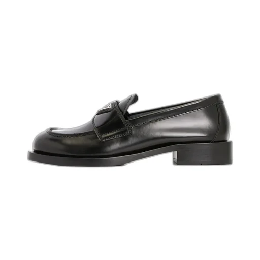 Triangle-Logo Leather Loafers
