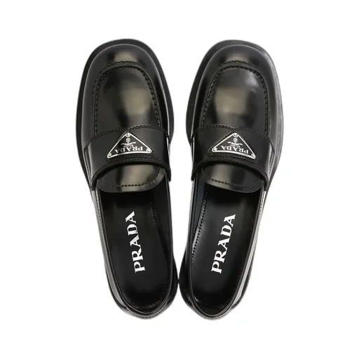 Triangle-Logo Leather Loafers