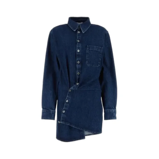 Off-White Buttoned Draped Denim Mini Dress