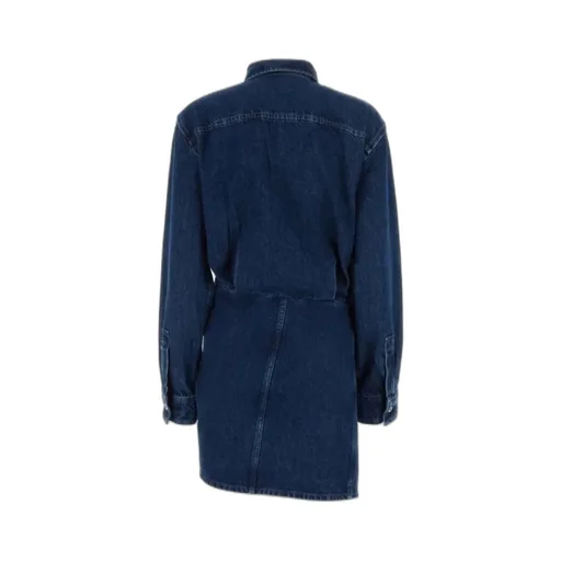 Off-White Buttoned Draped Denim Mini Dress