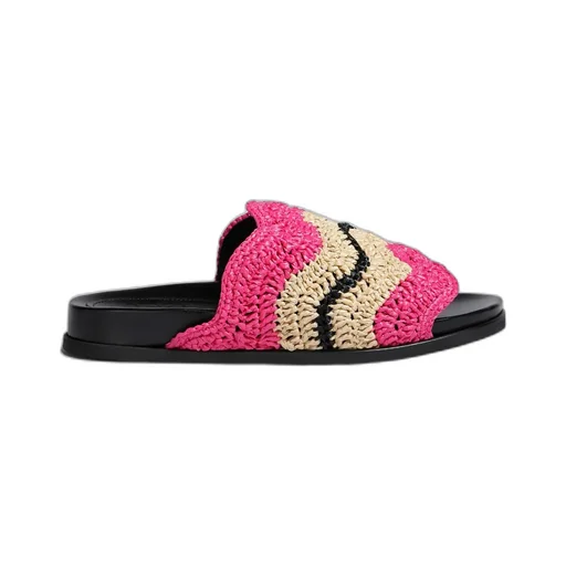 Marni X No Vacancy Inn - Fuchsia Crochet Raffia Slide