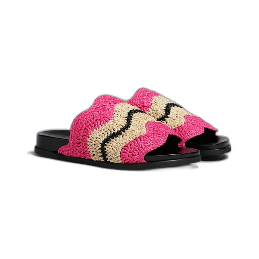 Marni X No Vacancy Inn - Fuchsia Crochet Raffia Slide