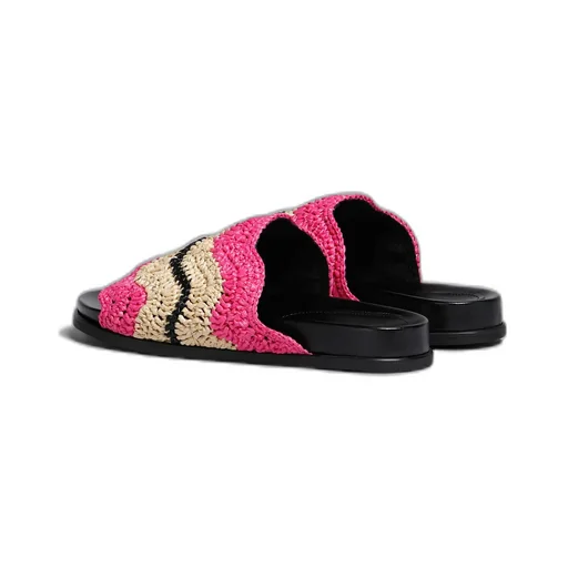 Marni X No Vacancy Inn - Fuchsia Crochet Raffia Slide