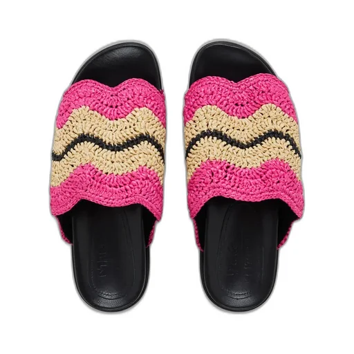 Marni X No Vacancy Inn - Fuchsia Crochet Raffia Slide