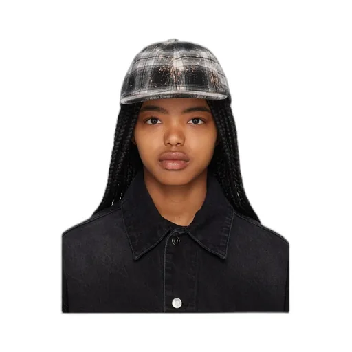 Bleach-Wash Checkered Cap