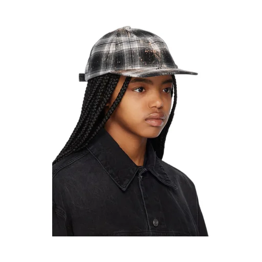 Bleach-Wash Checkered Cap