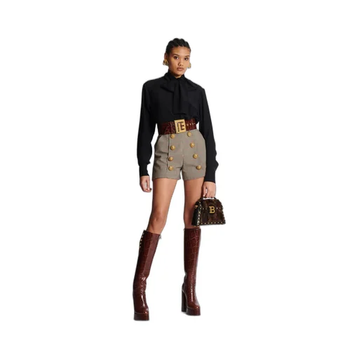 Crepe Shirt With Bow Collar