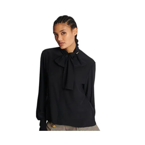 Crepe Shirt With Bow Collar