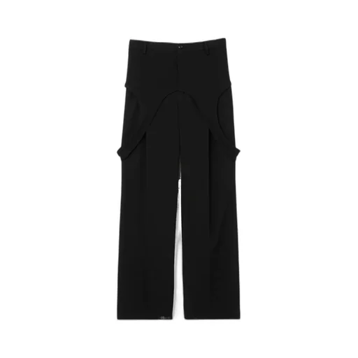 Panelled Wool Wide-Leg Trousers