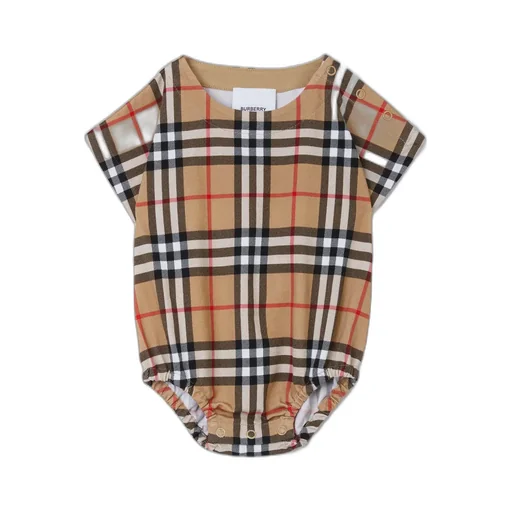 Burberry Kids Checked Crewneck Babygrow Set