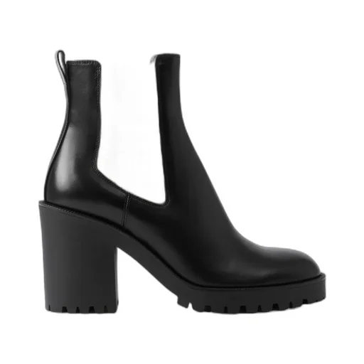 Burberry Checked Panel High Block Heel Boots