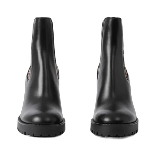 Burberry Checked Panel High Block Heel Boots