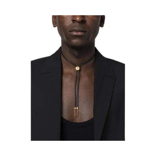 Medusa-Charm Braided Leather Necklace