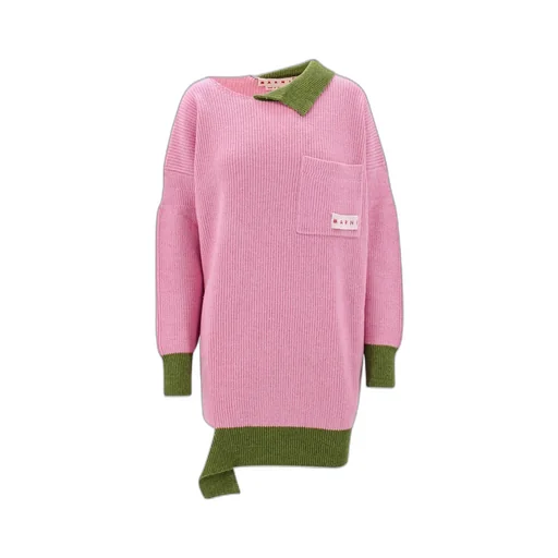 Marni Color-Block Logo Patch Knit Dress