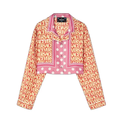Versace Allover Cropped Long-Sleeved Shirt