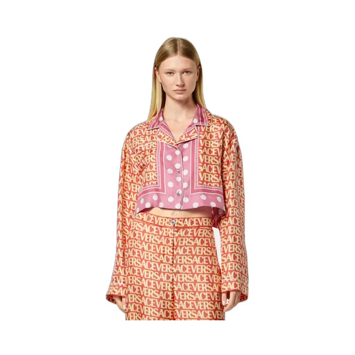 Versace Allover Cropped Long-Sleeved Shirt