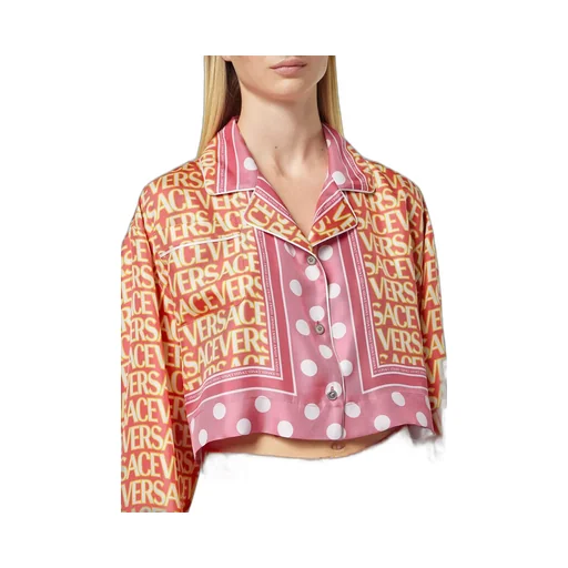 Versace Allover Cropped Long-Sleeved Shirt