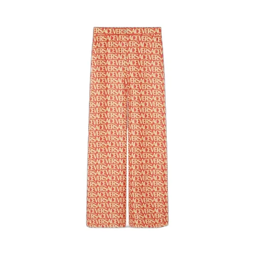 Versace Logo Printed Wide Leg Trousers
