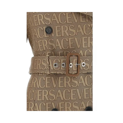 Versace Allover-Jacquard Double Breasted Trench Coat