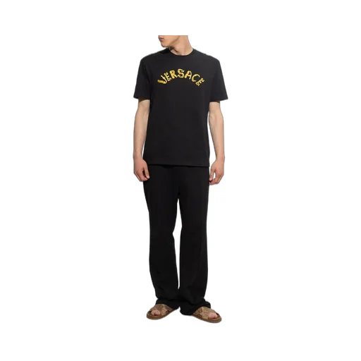 Versace Seashell Baroque Logo Embroidered Crewneck T-Shirt