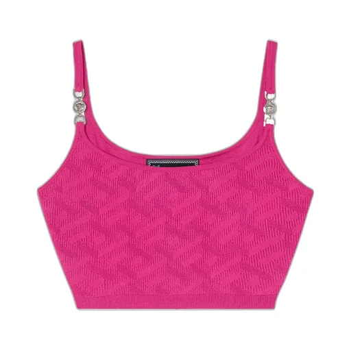 Versace La Greca Medusa Knitted Crop Sleeveless Top