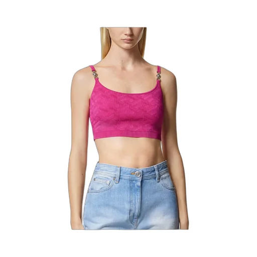 Versace La Greca Medusa Knitted Crop Sleeveless Top