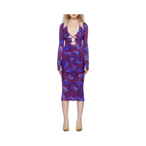 Versace Jeans Couture Floral-Printed Cut-Out Detailed Midi Dress