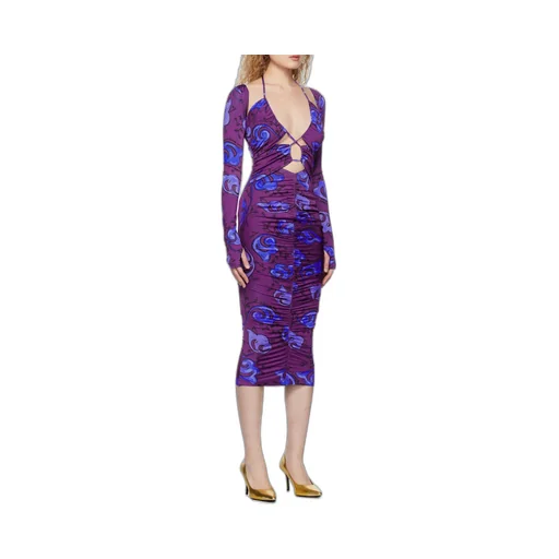 Versace Jeans Couture Floral-Printed Cut-Out Detailed Midi Dress