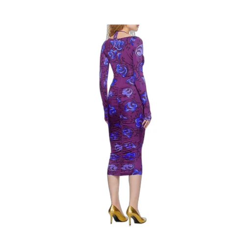 Versace Jeans Couture Floral-Printed Cut-Out Detailed Midi Dress