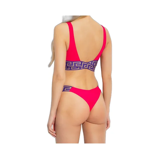 Versace Greca-Pattern Printed Thong Bikini Bottoms