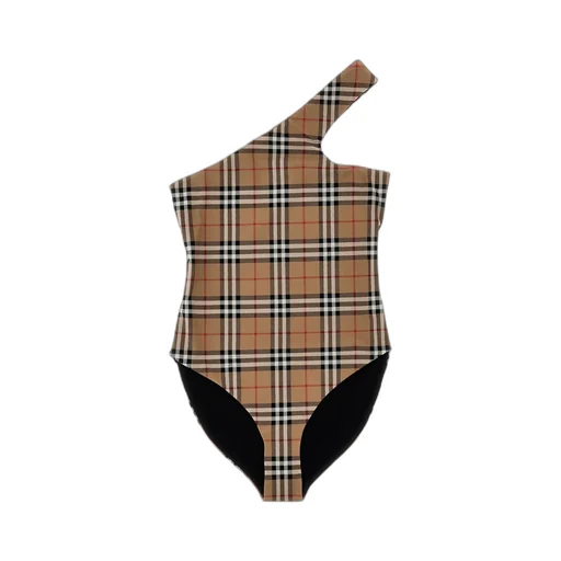 Burberry Checked One-Shoulder Swimsuit