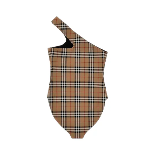 Burberry Checked One-Shoulder Swimsuit