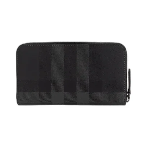 Burberry Logo Plaque Checked Zipped Wallet