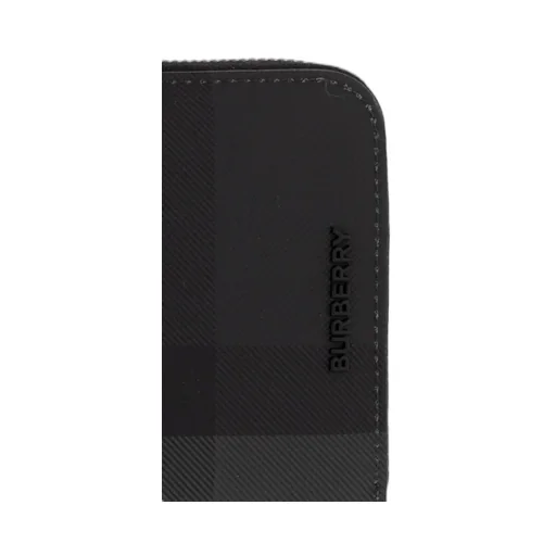 Burberry Logo Plaque Checked Zipped Wallet