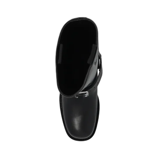 Buckled-Strap Leather Boots