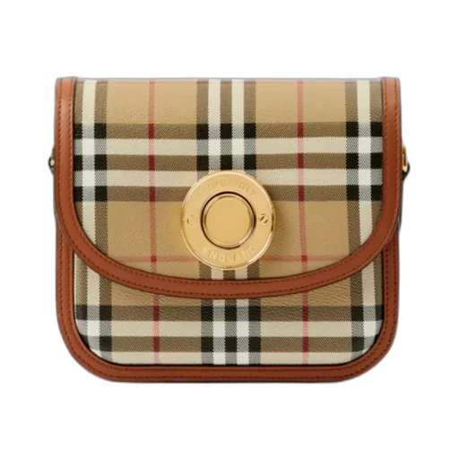 Burberry Small Elizabeth Checked Foldover-Top Crossbody Bag