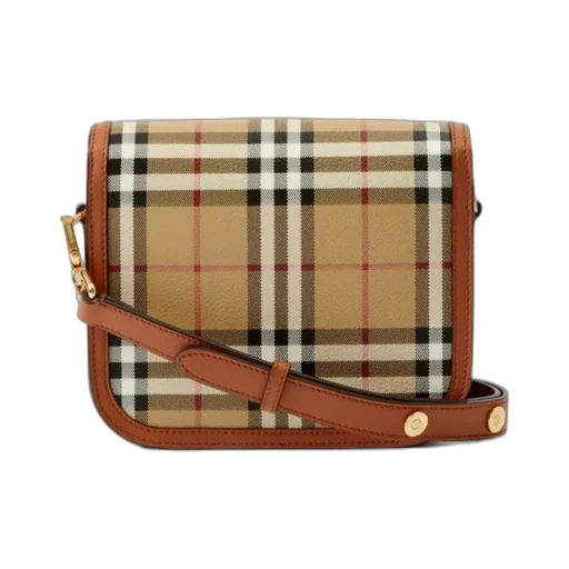 Burberry Small Elizabeth Checked Foldover-Top Crossbody Bag