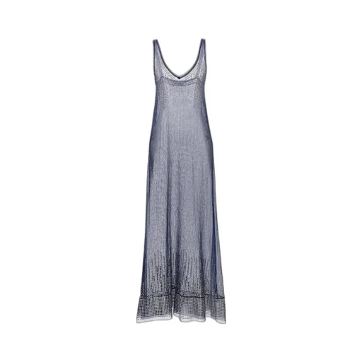 Paco Rabanne Stud-Detailed V-Neck Sheer Long Dress