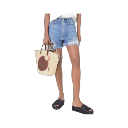 Heart-Shaped Embroidered Imitation Denim Shorts