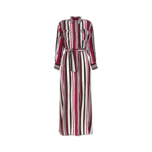 Kiton Striped Tied Fastened Maxi Shirt Dress
