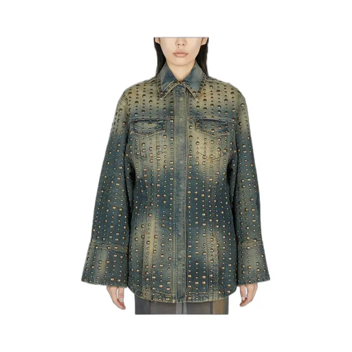 Stud-Design Old-Washed Denim Jacket