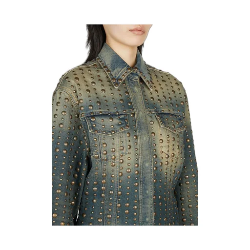 Stud-Design Old-Washed Denim Jacket