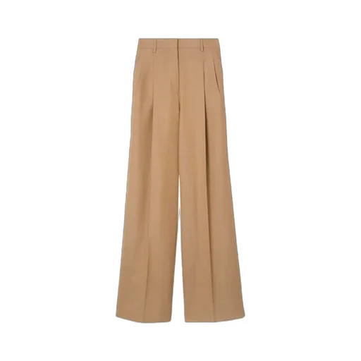 Burberry High-Waist Wide-Leg Pleated Trousers