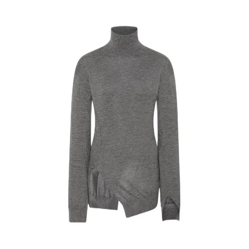 Roll-Neck Asymmetric Knitted Top