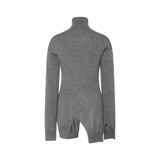 Roll-Neck Asymmetric Knitted Top
