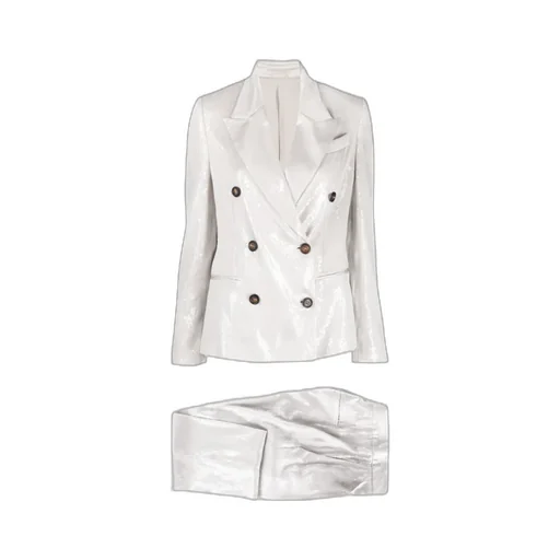 Faux-Double Breasted Velour Trouser Suit
