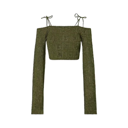 Gcds Monogram Cropped Knit Sweater