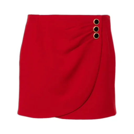 Embellished-Button Virgin Wool Mini Skirt
