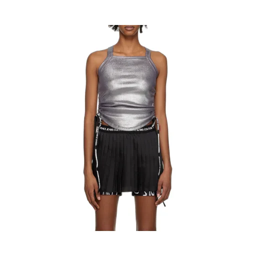 Drawstring-Detail Metallic Vest